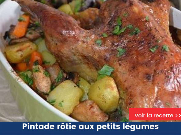 Pintade rôtie aux petits légumes